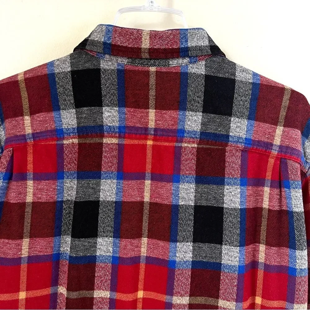 The North Face Arroyo Red Black Blue Plaid Heavyweight Flannel Shirt SZ XL